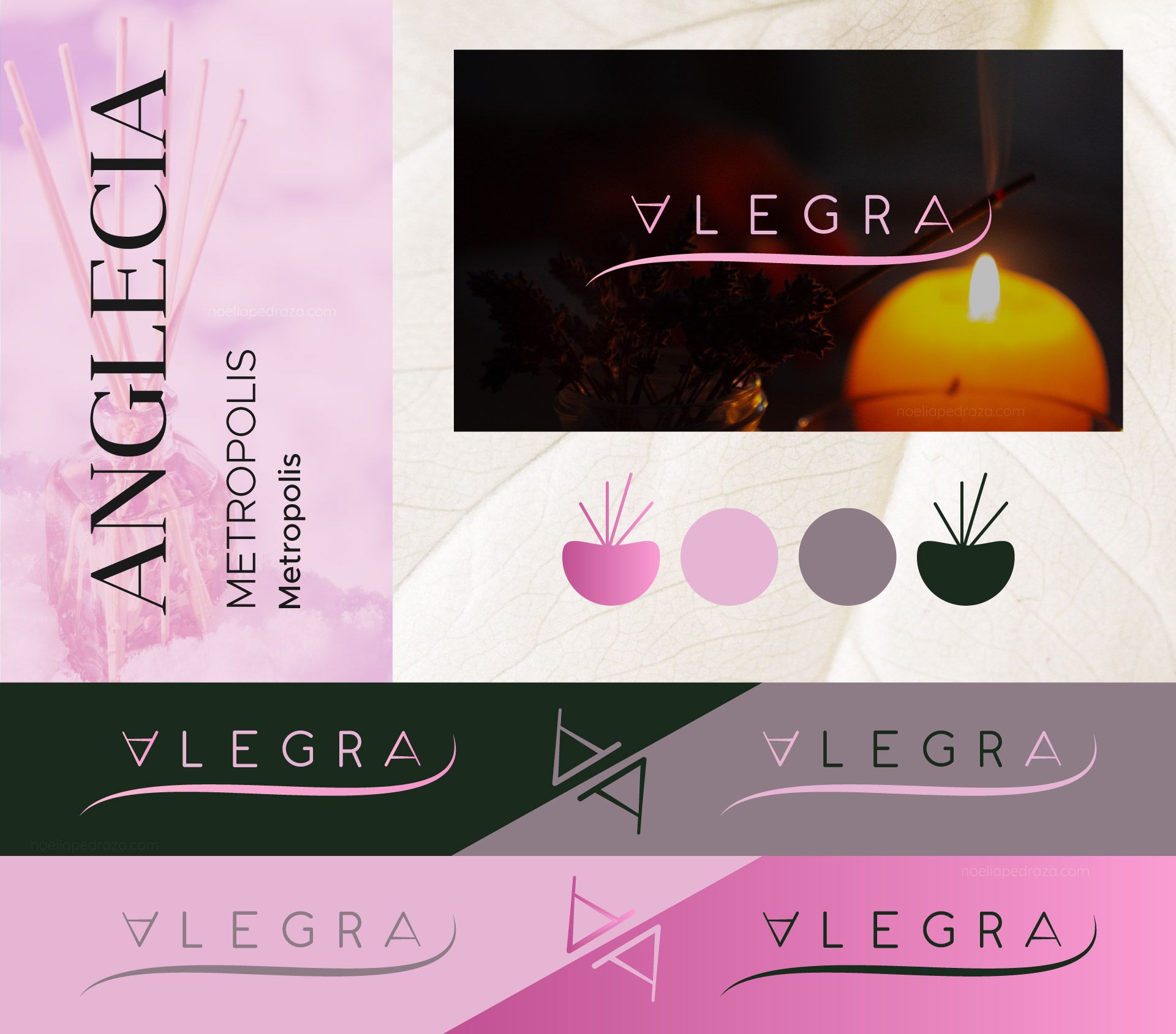 Paleta de color y tipografías Branding productos aromáticos